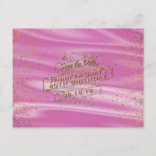 Glam Gold Pink Save the Date Verjaardagsfeest voor Aankondigingskaart
