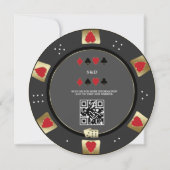 Glam Gold Poker Chip QR Code Casino Trouwen Kaart (Achterkant)