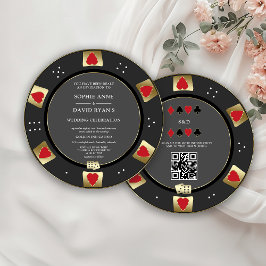 Glam Gold Poker Chip QR Code Casino Trouwen Kaart