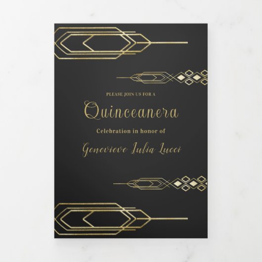 Glam Gold Quinceanera Party uitnodiging (Cover)