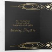 Glam Gold Quinceanera Party uitnodiging (Binnenzijde eerst)