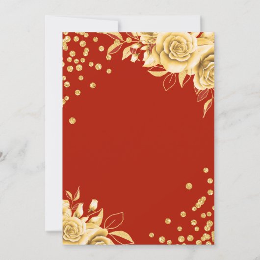 Glam Gold Red Floral Glitter 30e verjaardag Script Kaart (Achterkant)