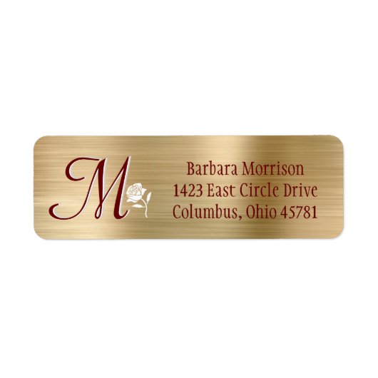Glam Gold Red, geborsteld metaal Eigen monogram Et Etiket (Voorkant)