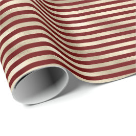 Glam Gold Red Holiday Stripes Cadeaupapier