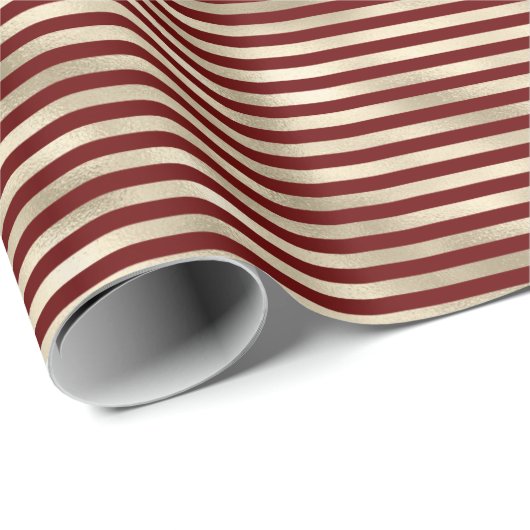Glam Gold Red Holiday Stripes Cadeaupapier (Rol Hoek)