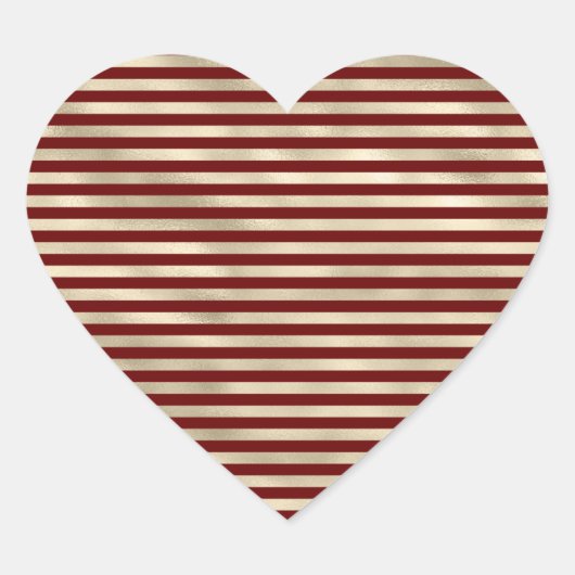 Glam Gold Red Holiday Stripes Hart Sticker (Voorkant)
