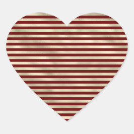 Glam Gold Red Holiday Stripes Hart Sticker