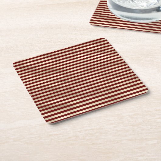 Glam Gold Red Holiday Stripes Kerstmis Kartonnen Onderzetters (Schuin)