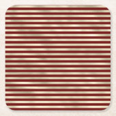 Glam Gold Red Holiday Stripes Kerstmis Kartonnen Onderzetters (Voorkant)