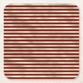 Glam Gold Red Holiday Stripes Kerstmis Kartonnen Onderzetters