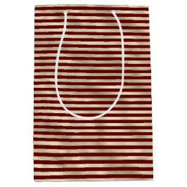 Glam Gold Red Holiday Stripes Medium Cadeauzakje