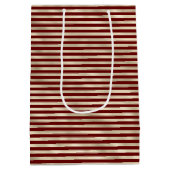 Glam Gold Red Holiday Stripes Medium Cadeauzakje (Achterkant)