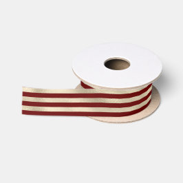 Glam Gold Red Holiday Stripes Satijnen Lint