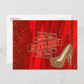 Glam Gold Red Save the Date Elegant Verjaardagsfee Aankondigingskaart (Voorkant / Achterkant)