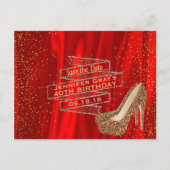 Glam Gold Red Save the Date Elegant Verjaardagsfee Aankondigingskaart (Voorkant)
