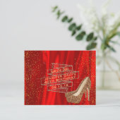 Glam Gold Red Save the Date Elegant Verjaardagsfee Aankondigingskaart (Staand voorkant)