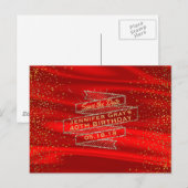 Glam Gold Red Save the Date Elegant Verjaardagsfee Aankondigingskaart (Voorkant / Achterkant)