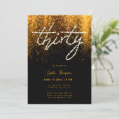 Glam Gold Rhinestones Kalligrafie 30e verjaardag Kaart (Staand voorkant)