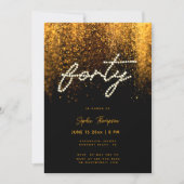Glam Gold Rhinestones Kalligrafie 40e verjaardag Kaart (Voorkant)