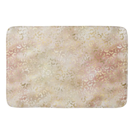 Glam Gold Roos Blush Pink Leopard Print Badmat (Voorkant)