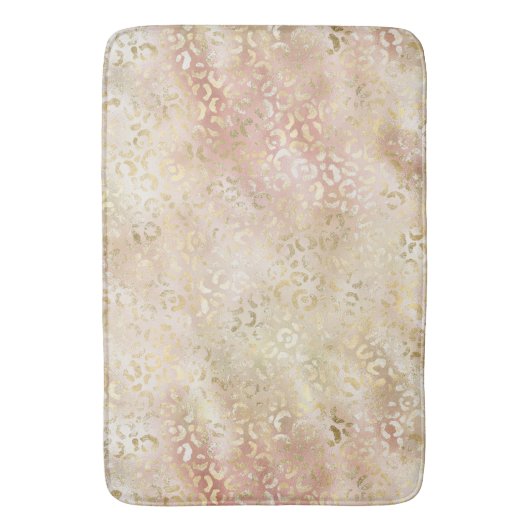 Glam Gold Roos Blush Pink Leopard Print Badmat (Voorkant Verticaal)