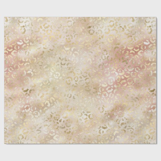 Glam Gold Roos Blush Pink Leopard Print Cadeaupapier (Vlak)