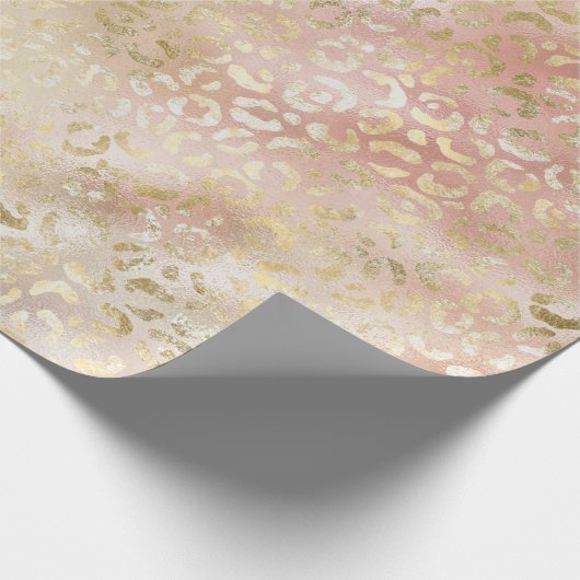 Glam Gold Roos Blush Pink Leopard Print Cadeaupapier (Hoek)