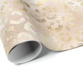Glam Gold Roos Blush Pink Leopard Print Cadeaupapier (Rol Hoek)