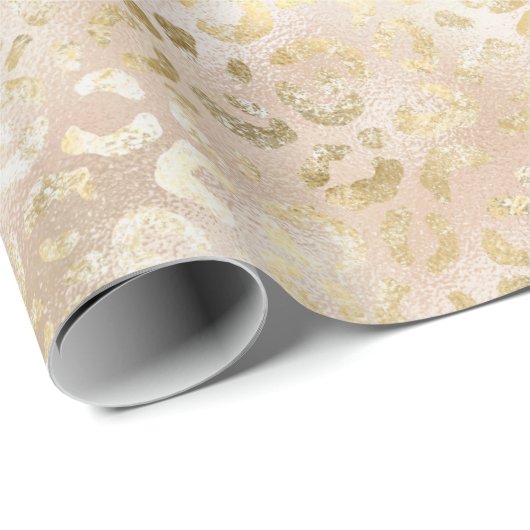 Glam Gold Roos Blush Pink Leopard Print Cadeaupapier (Rol Hoek)