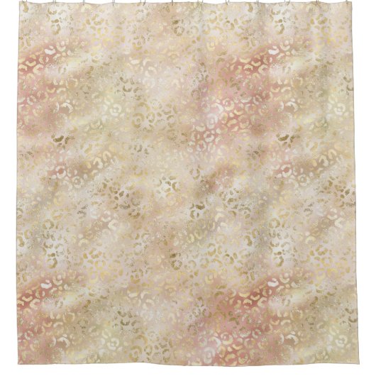 Glam Gold Roos Blush Pink Leopard Print Douchegordijn (Voorkant)