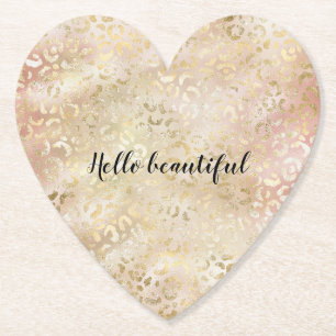 Glam Gold Roos Blush Pink Leopard Print Kartonnen Onderzetters