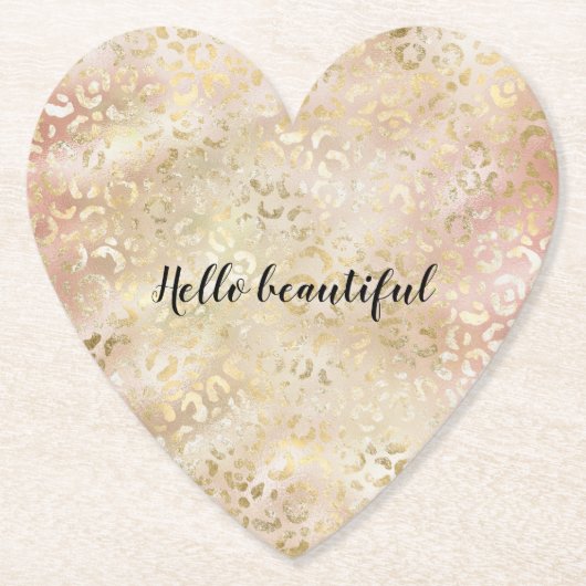 Glam Gold Roos Blush Pink Leopard Print Kartonnen Onderzetters (Voorkant)