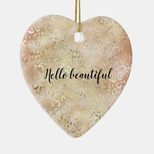 Glam Gold Roos Blush Pink Leopard Print Keramisch Ornament (Rechts)
