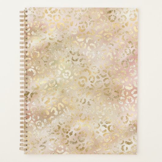 Glam Gold Roos Blush Pink Leopard Print Planner (Voorkant)