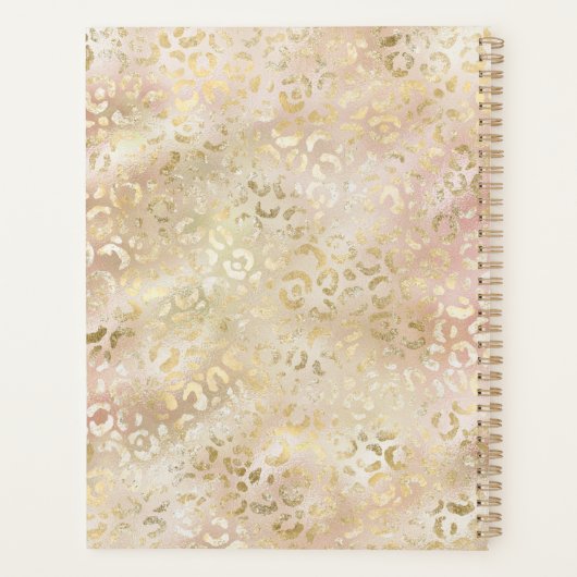 Glam Gold Roos Blush Pink Leopard Print Planner (Achterkant)