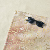 Glam Gold Roos Blush Pink Leopard Print Strandlaken (In situ)