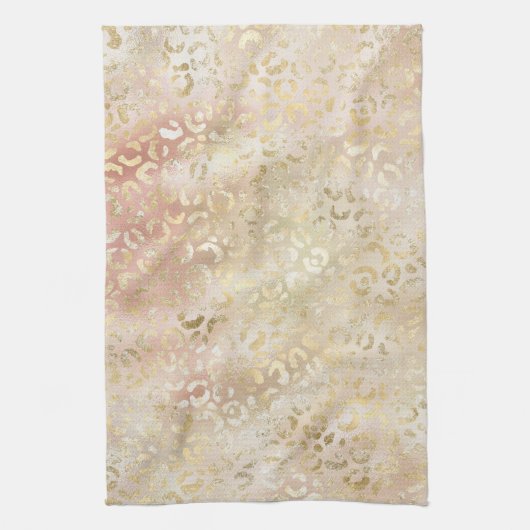 Glam Gold Roos Blush Pink Leopard Print Theedoek (Verticaal)