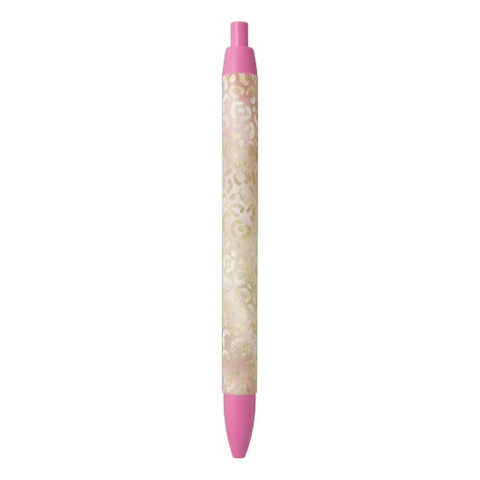 Glam Gold Roos Blush Pink Leopard Print Zwarte Inkt Pen (Voorkant Verticaal)