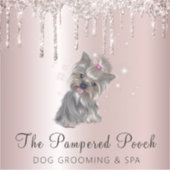 Glam Gold Roos Glitter Drift Dog Grooming Service Sticker (Voorkant)