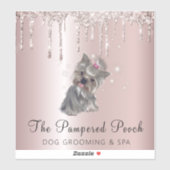 Glam Gold Roos Glitter Drift Dog Grooming Service Sticker (Vel)