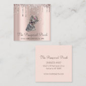 Glam Gold Roos Glitter Drift Dog Grooming Service Vierkante Visitekaartje (Voorkant / Achterkant)