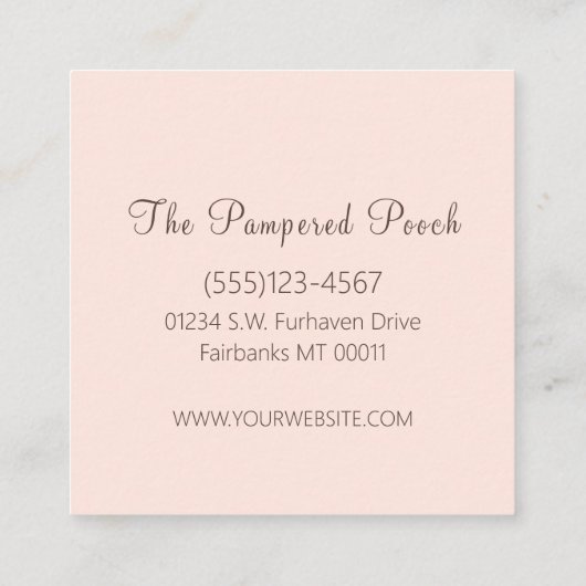 Glam Gold Roos Glitter Drift Dog Grooming Service Vierkante Visitekaartje (Achterkant)