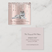 Glam Gold Roos Glitter Drift Script Pet Sitting Vierkante Visitekaartje (Voorkant / Achterkant)