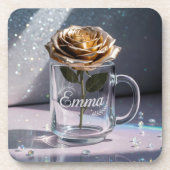 Glam Gold Roos Plastic Onderzetter Set (Voorkant)