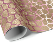 Glam Gold Roze Ombre Giraffe Print Cadeaupapier (Rol Hoek)