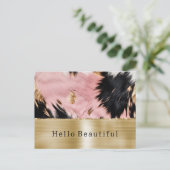 Glam Gold Roze Zwart Koeienhuid Briefkaart (Staand voorkant)