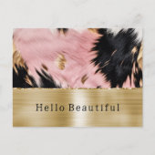 Glam Gold Roze Zwart Koeienhuid Briefkaart (Voorkant)
