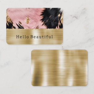 Glam Gold Roze Zwart Koeienhuid Visitekaartje