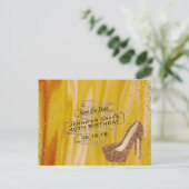 Glam Gold Save the Date Elegant Verjaardagsfeest Aankondigingskaart (Staand voorkant)