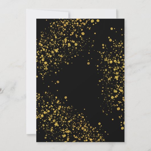 Glam Gold Script on Black | New Years Eve Party Kaart (Achterkant)